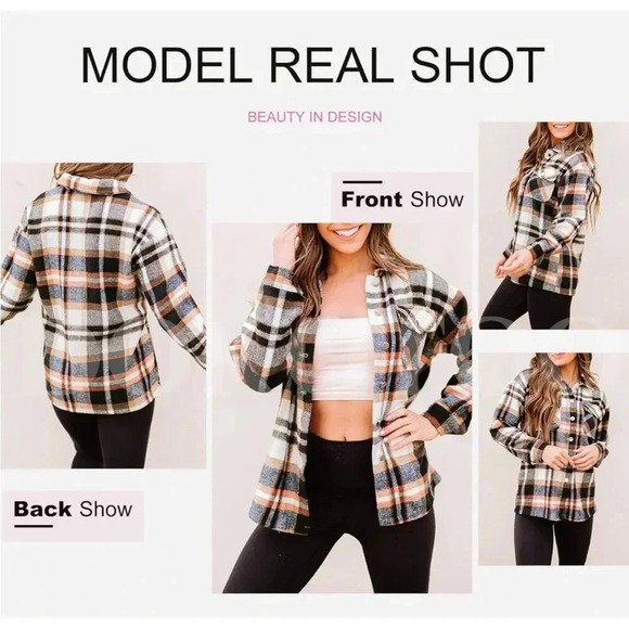 Button Down Flannel Long Sleeve Oversized New in original packaging, M - Picture 3 of 4